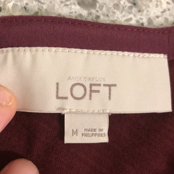 {Loft} Burgundy Fuzzy Sequin Striped Top - Picture 6 of 10
